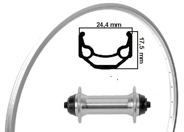 Kgs voorwiel 28 inch (622) velg zac19s zilver uitvalnaaf