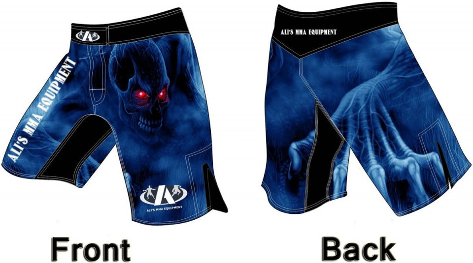 MMA-kledingset fightshirt met fightbroek blauw maat XL