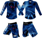 MMA-kledingset fightshirt met fightbroek blauw maat XL