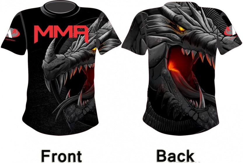 MMA-kledingset fightshirt met fightbroek zwart maat L
