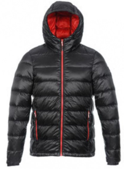donsjas Nuuk heren nylon/dons zwart/rood maat XS
