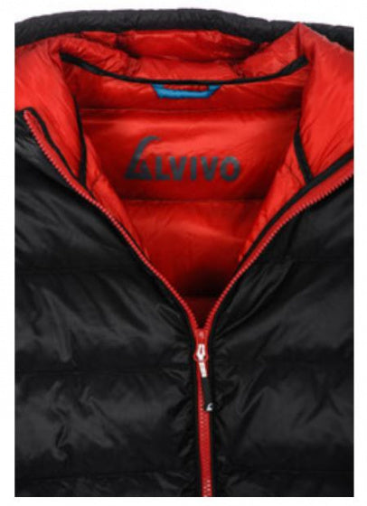 donsjas Nuuk heren nylon/dons zwart/rood maat M