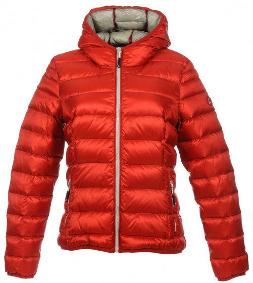 donsjas Belfast dames nylon rood/grijs maat S