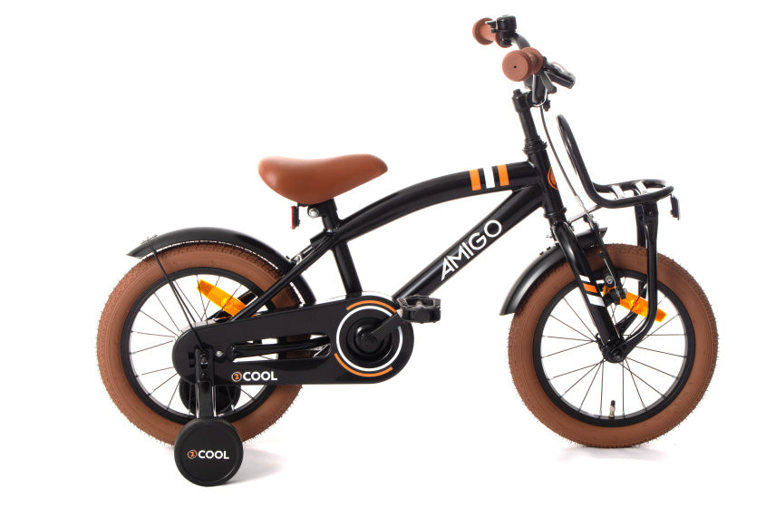Amigo 2Cool 14 Inch 24 cm Jongens Terugtraprem Zwart