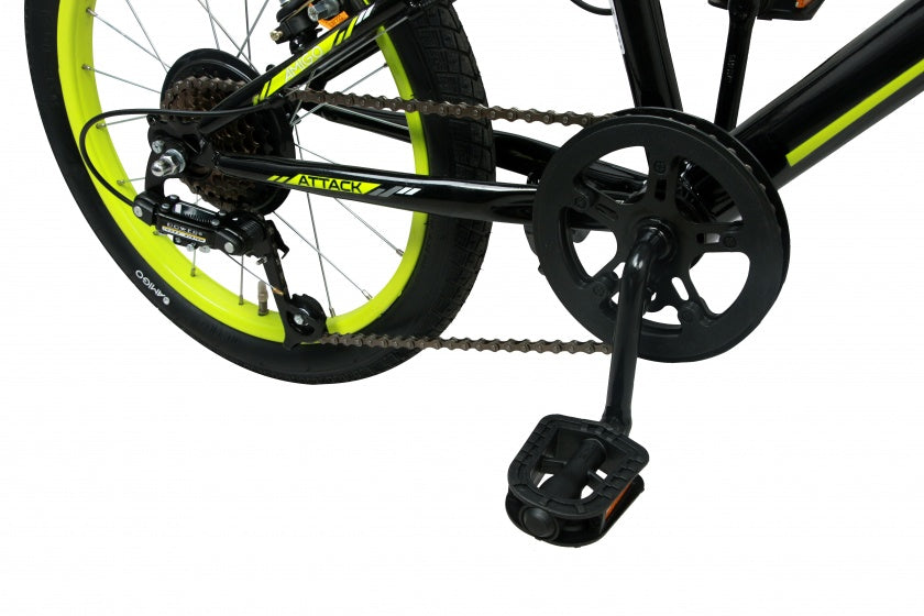Amigo Attack 20 Inch 28 cm Jongens 6V V-Brakes Zwart/Geel