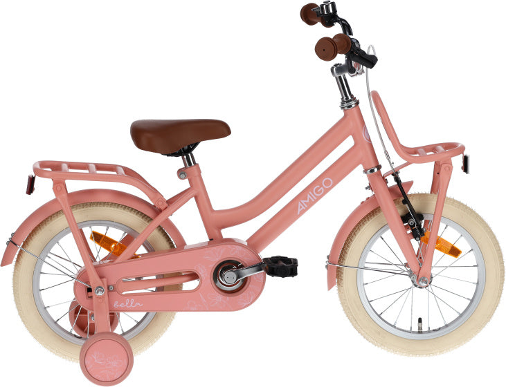Amigo Bella 14 Inch 24 cm Meisjes Terugtraprem Zalmroze