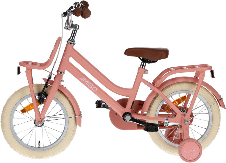 Amigo Bella 14 Inch 24 cm Meisjes Terugtraprem Zalmroze