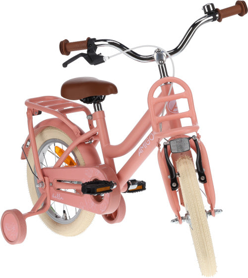 Amigo Bella 14 Inch 24 cm Meisjes Terugtraprem Zalmroze