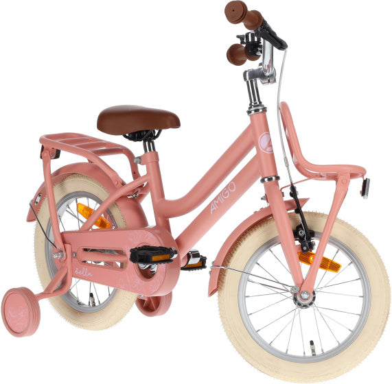 Amigo Bella 14 Inch 24 cm Meisjes Terugtraprem Zalmroze