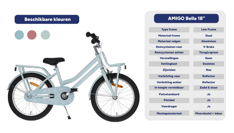 Amigo Bella 18 Inch 29 cm Meisjes Terugtraprem Blauw