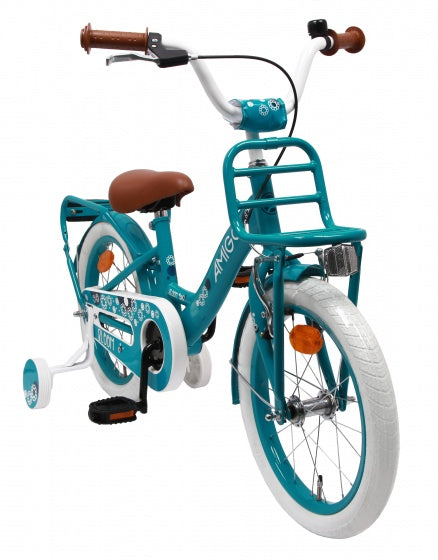 Amigo Bloom 16 inch 24 cm meisjes terugtraprem turquoise