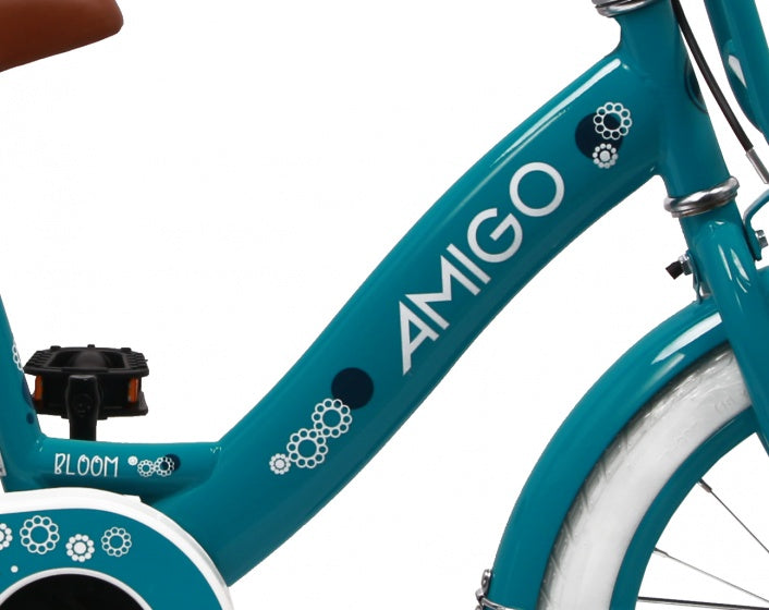 Amigo Bloom 16 inch 24 cm meisjes terugtraprem turquoise