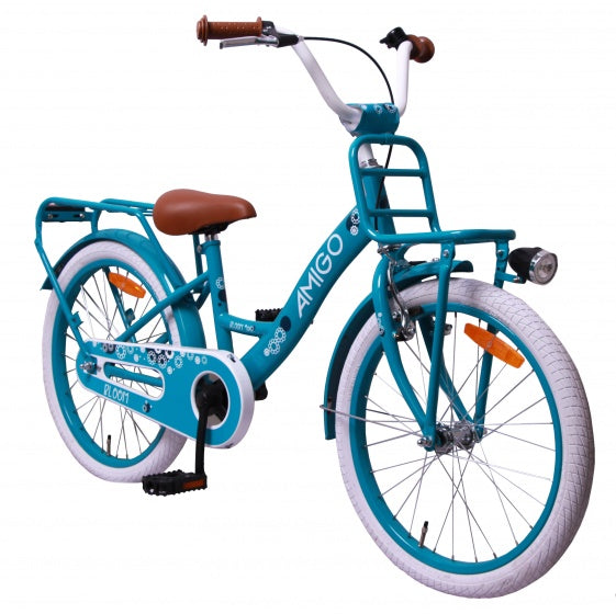 bloom 20 inch 29 cm meisjes terugtraprem turquoise