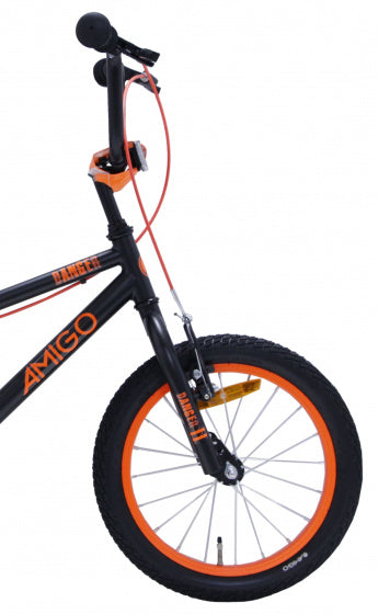 bmx danger 16 inch junior v-brakes zwart/oranje