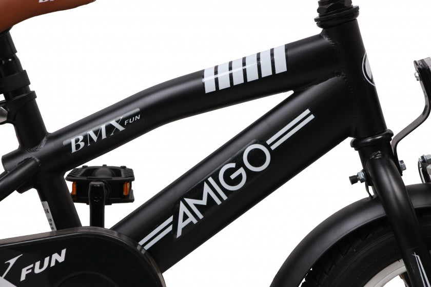BMX Fun 12 Inch 21 cm Jongens Terugtraprem Matzwart
