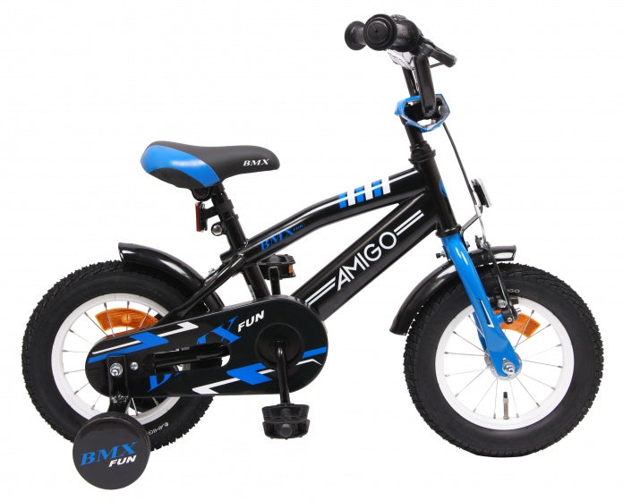BMX Fun 12 Inch 21 cm Jongens Terugtraprem Zwart/Blauw