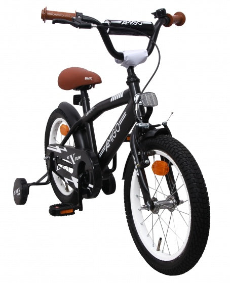 BMX Fun 16 Inch 28 cm Jongens Terugtraprem Matzwart