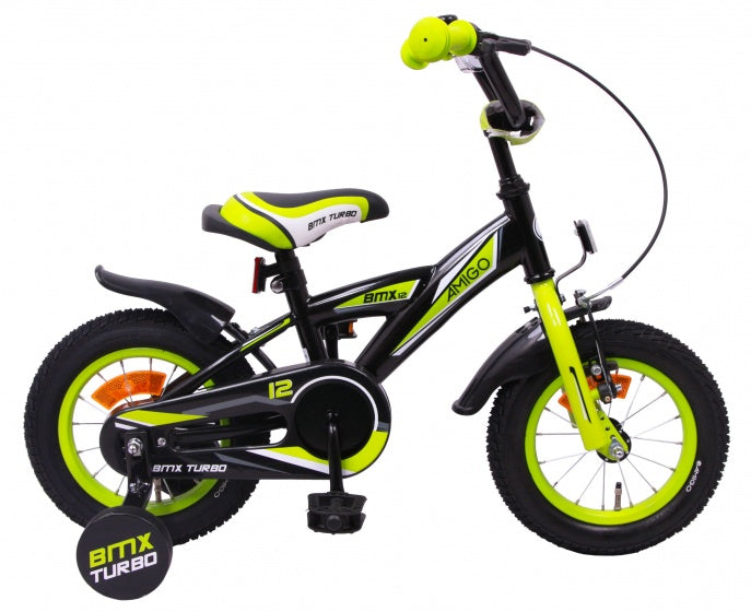 bmx turbo 12 inch 19 cm jongens terugtraprem zwart