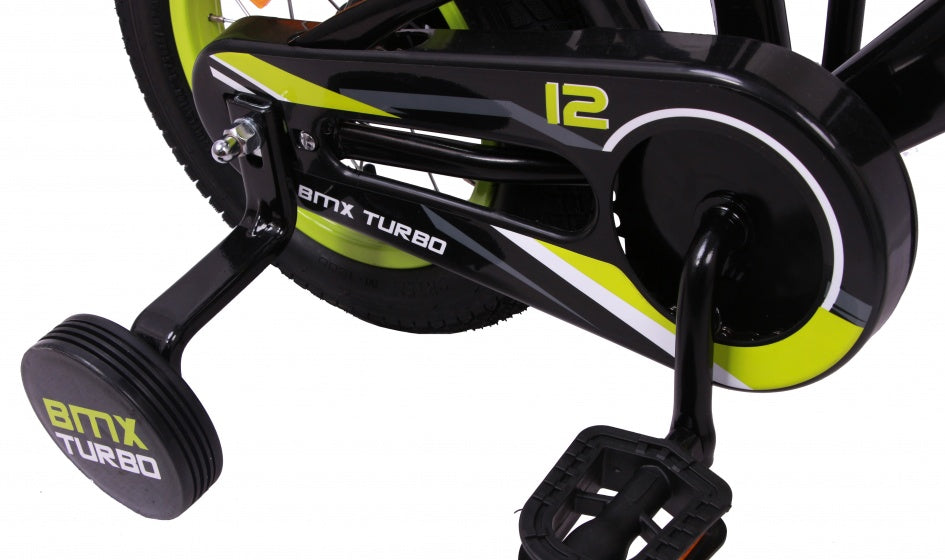 bmx turbo 12 inch 19 cm jongens terugtraprem zwart