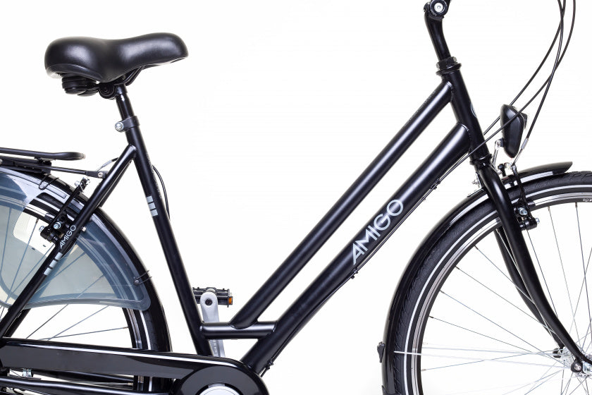 Amigo Bright 28 Inch 50 cm Dames 3V V-Brakes Matzwart