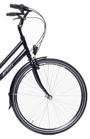 Amigo Bright 28 Inch 56 cm Dames 3V V-Brakes Matzwart