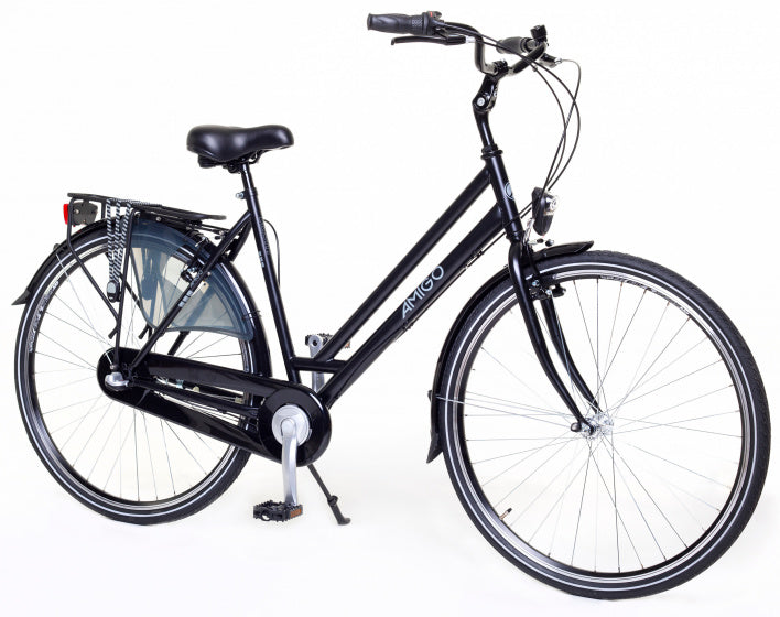 Amigo Bright 28 Inch 56 cm Dames 3V V-Brakes Matzwart