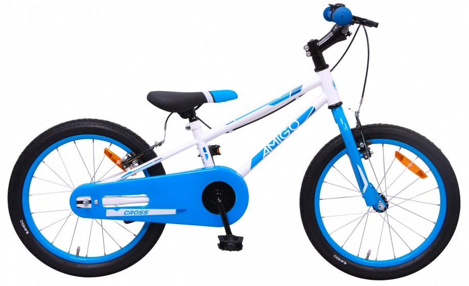 Amigo Cross 18 inch 22 cm jongens v-brakes blauw/wit