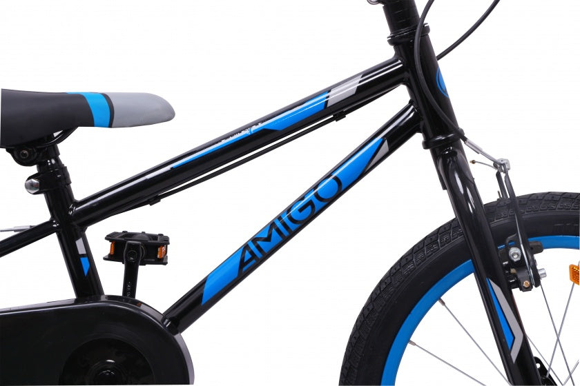 Amigo Cross 18 inch 22 cm jongens v-brakes zwart/blauw
