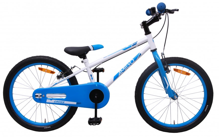 Amigo Cross 20 inch 24 cm jongens v-brakes wit/blauw