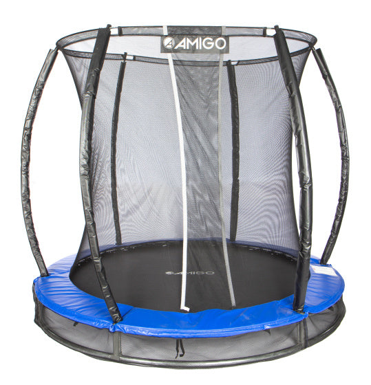 inground trampoline Deluxe met veiligheidsnet 244 cm blauw