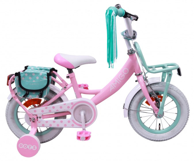 dots 12 inch 19 cm meisjes terugtraprem roze