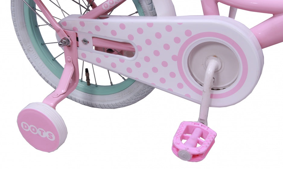 dots 14 inch 21 cm meisjes terugtraprem roze