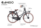 Amigo E-Strong T1 28 Inch 51 cm Dames 3V V-Brakes Matzwart