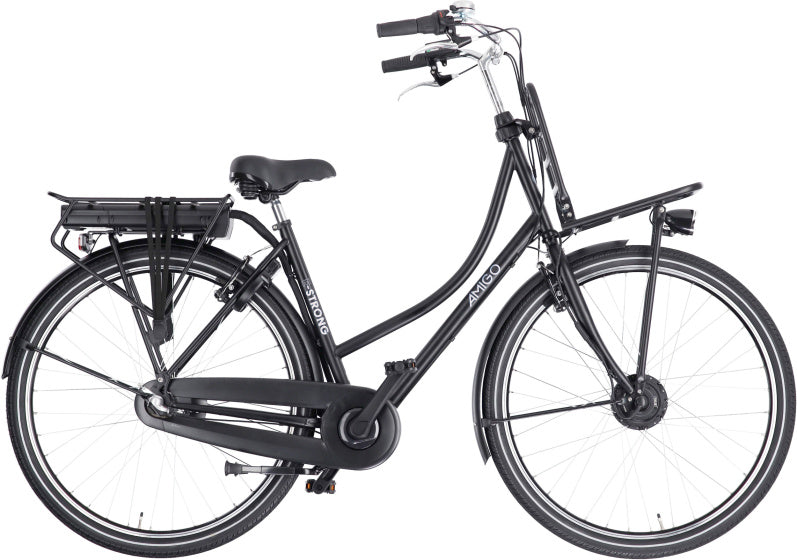 Amigo E-Strong T1 28 Inch 51 cm Dames 3V V-Brakes Matzwart/Zwart