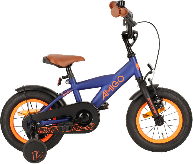 Amigo Explorer 12 Inch 20 cm Jongens Terugtraprem Blauw/Oranje