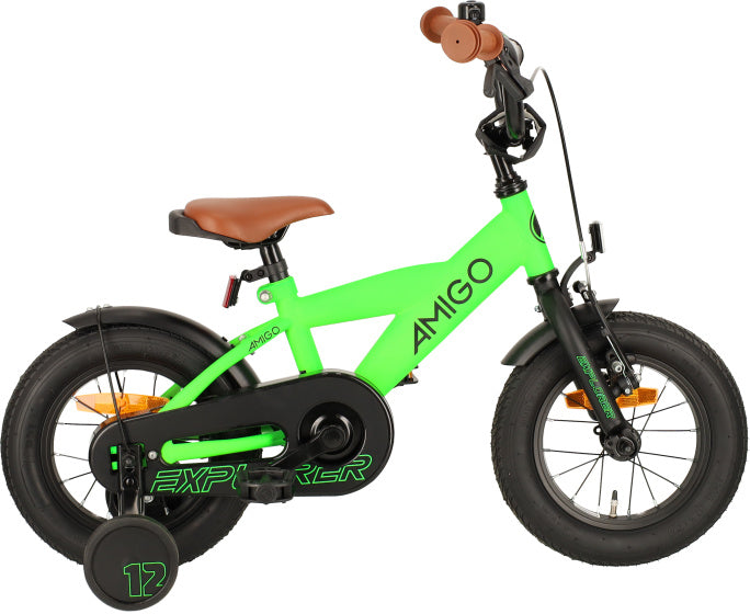 Amigo Explorer 12 Inch 20 cm Jongens Terugtraprem Groen/Zwart