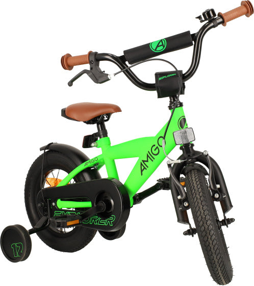 Amigo Explorer 12 Inch 20 cm Jongens Terugtraprem Groen/Zwart