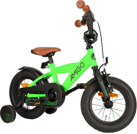 Amigo Explorer 12 Inch 20 cm Jongens Terugtraprem Groen/Zwart