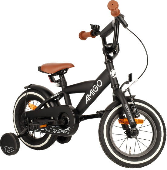 Amigo Explorer 12 Inch 20 cm Jongens Terugtraprem Zwart/Wit