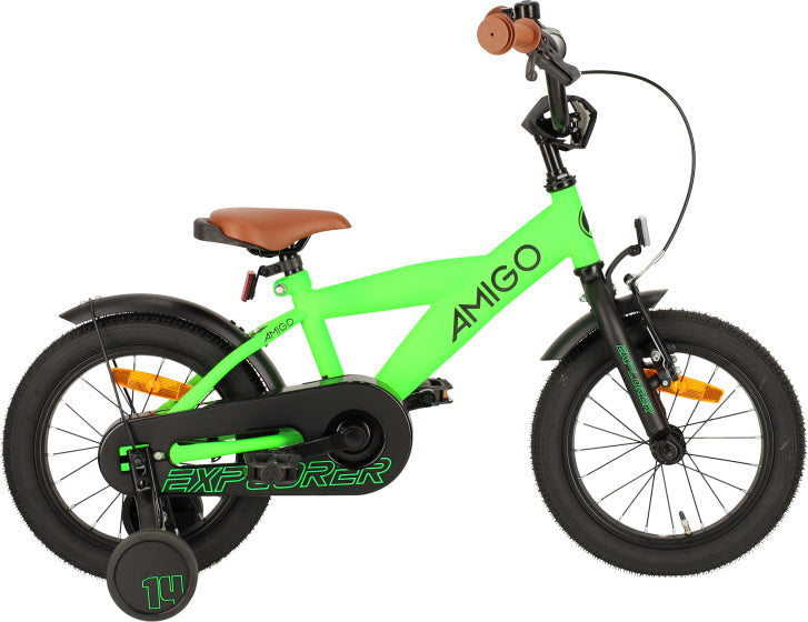 Amigo Explorer 14 Inch 21,5 cm Jongens Terugtraprem Groen/Zwart