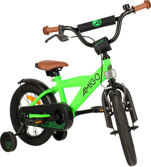 Amigo Explorer 14 Inch 21,5 cm Jongens Terugtraprem Groen/Zwart