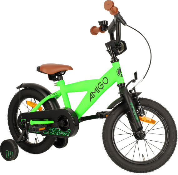 Amigo Explorer 14 Inch 21,5 cm Jongens Terugtraprem Groen/Zwart