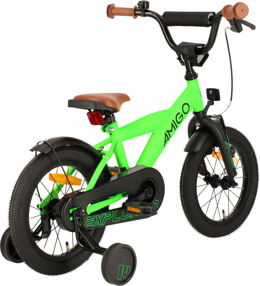 Amigo Explorer 14 Inch 21,5 cm Jongens Terugtraprem Groen/Zwart