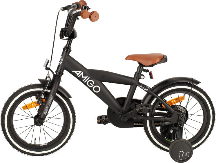 Amigo Explorer 14 Inch 21,5 cm Jongens Terugtraprem Zwart/Wit