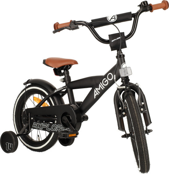 Amigo Explorer 14 Inch 21,5 cm Jongens Terugtraprem Zwart/Wit