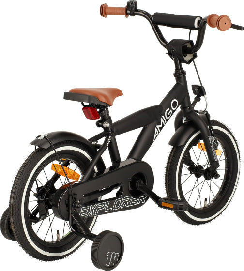 Amigo Explorer 14 Inch 21,5 cm Jongens Terugtraprem Zwart/Wit