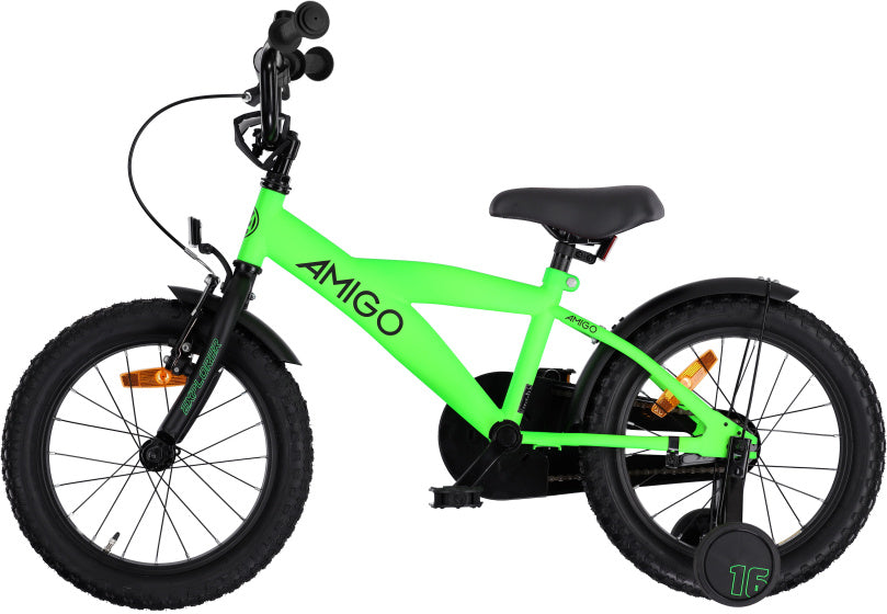 Amigo Explorer 16 Inch 23 cm Jongens Terugtraprem Groen/Zwart