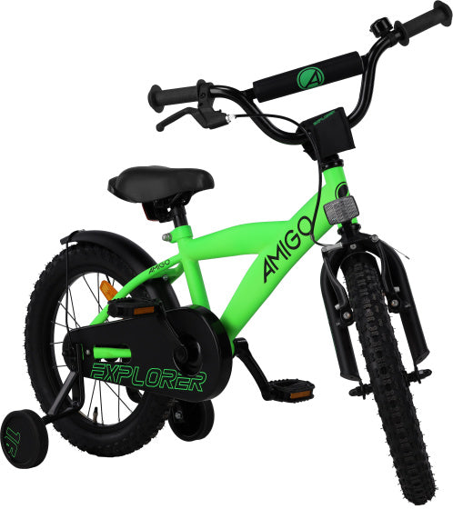 Amigo Explorer 16 Inch 23 cm Jongens Terugtraprem Groen/Zwart