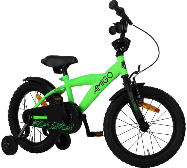 Amigo Explorer 16 Inch 23 cm Jongens Terugtraprem Groen/Zwart