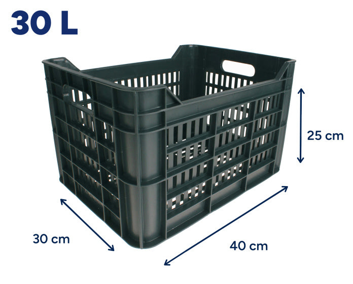Amigo Fietskrat 30 liter 100% gerecycled kunststof donkergrijs